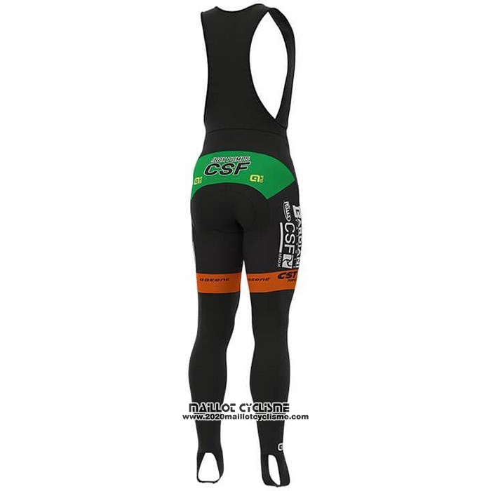 2019 Maillot Cyclisme Bardiani Csf Vert Orange Manches Longues et Cuissard